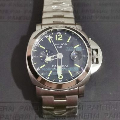 Replica Panerai Luminor GMT PAM 00297 Watch Stainless Steel Black Dial 44MM